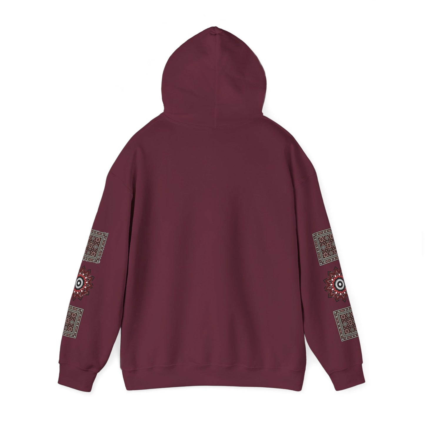 Arabic Calligraphy Panel Hoodie | Geometric Floral Sleeve Pattern