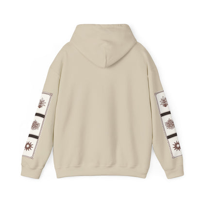 قدم_نیاز Arabic Calligraphy Hoodie | Floral Sleeve Pattern