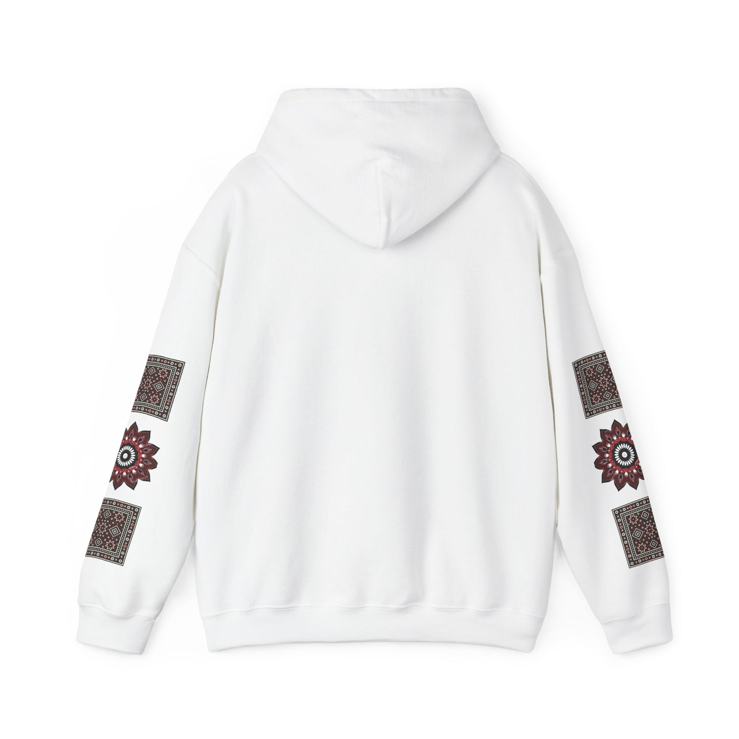 Arabic Calligraphy Panel Hoodie | Geometric Floral Sleeve Pattern