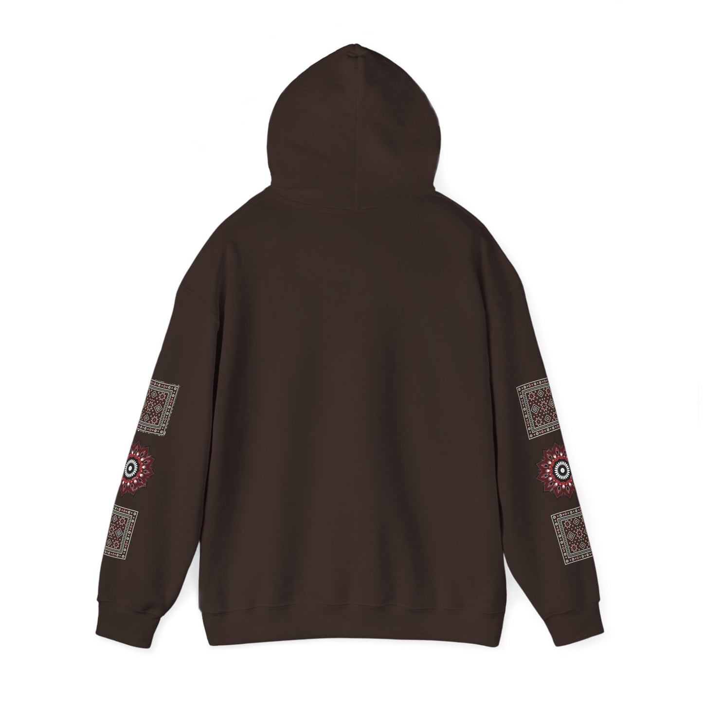 Arabic Calligraphy Panel Hoodie | Geometric Floral Sleeve Pattern