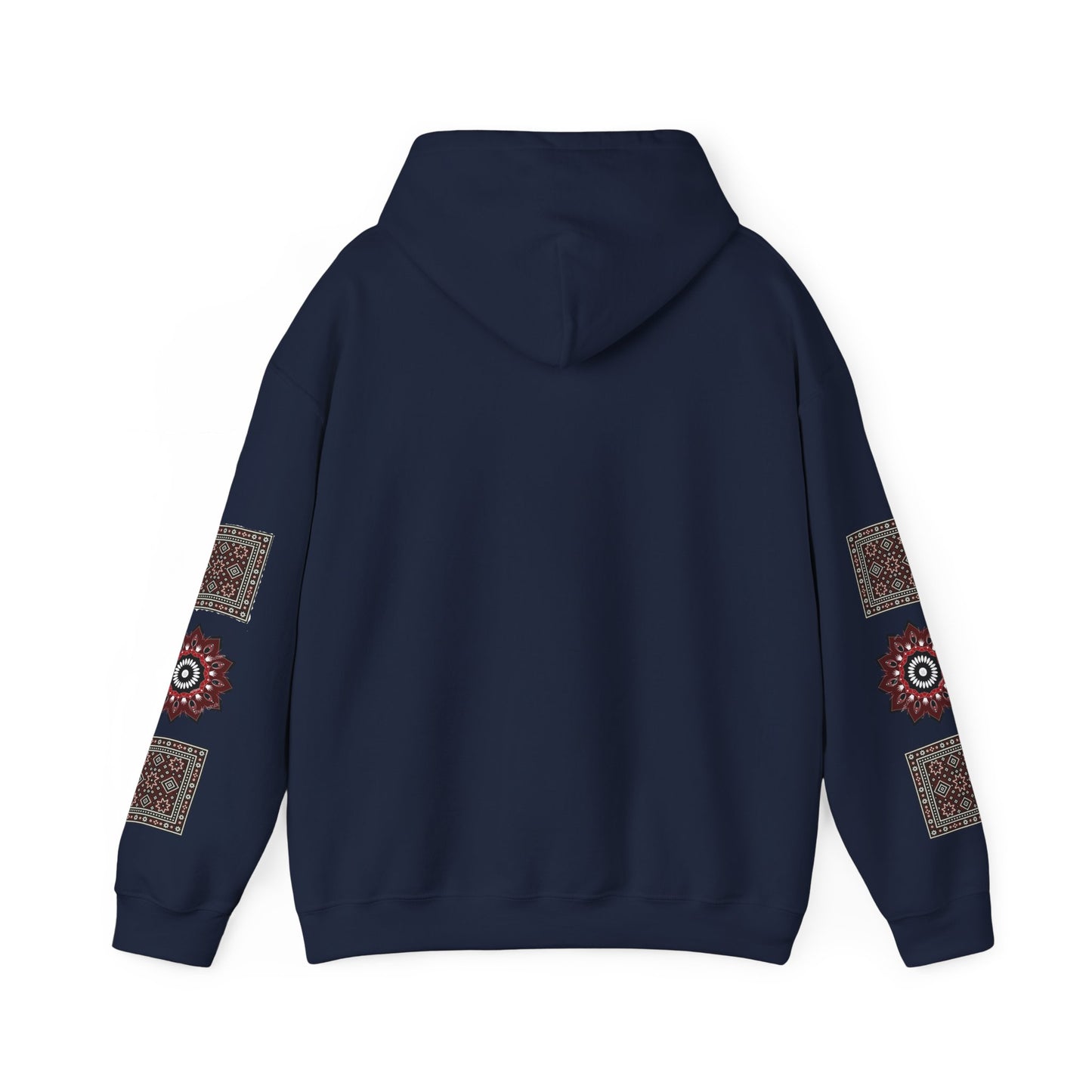 Arabic Calligraphy Panel Hoodie | Geometric Floral Sleeve Pattern