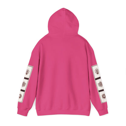 قدم_نیاز Arabic Calligraphy Hoodie | Floral Sleeve Pattern