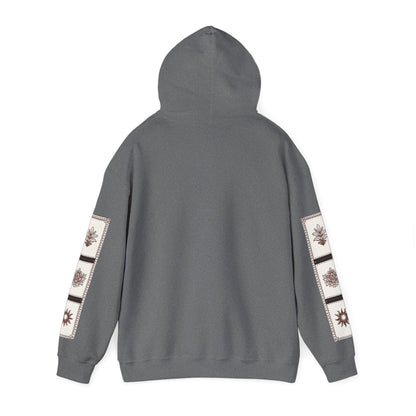 قدم_نیاز Arabic Calligraphy Hoodie | Floral Sleeve Pattern