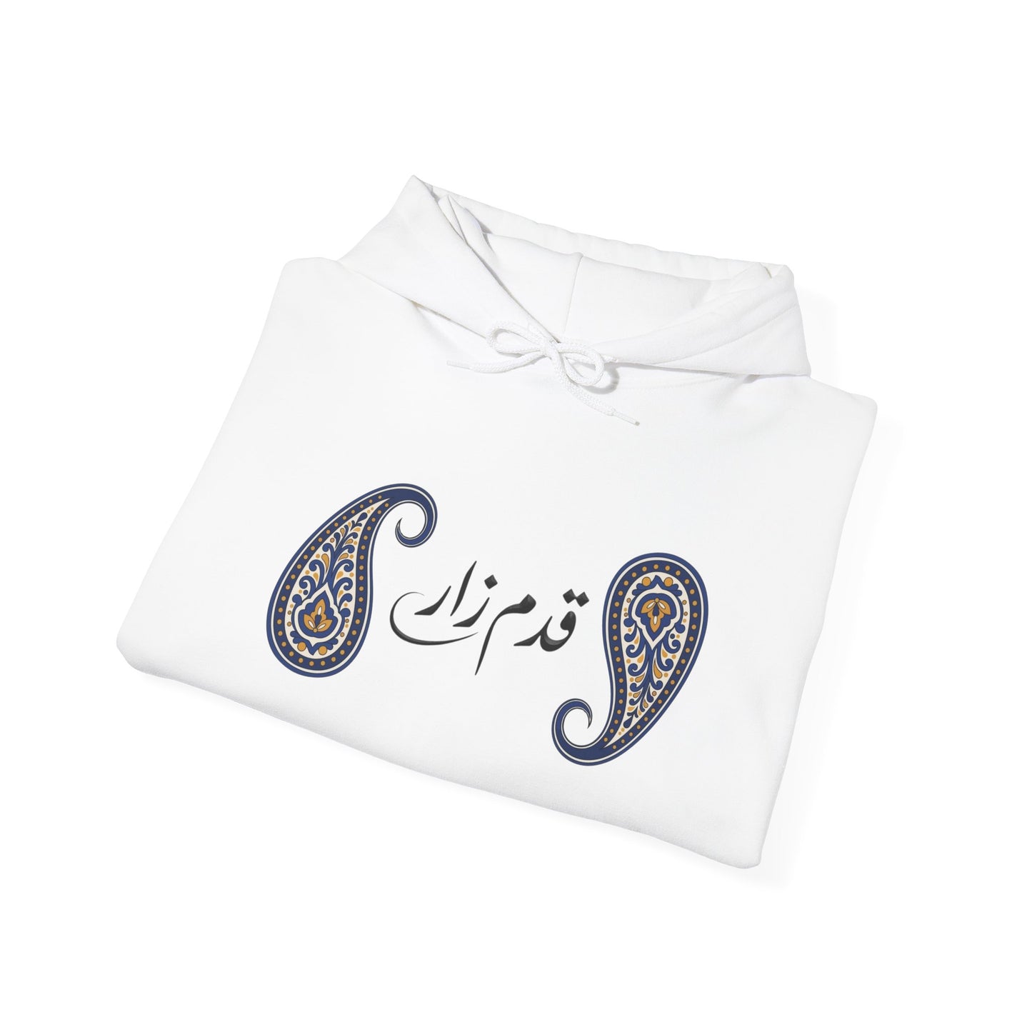 Persian Paisley Calligraphy Hoodie | Paisley Sleeve Graphic Hoodie