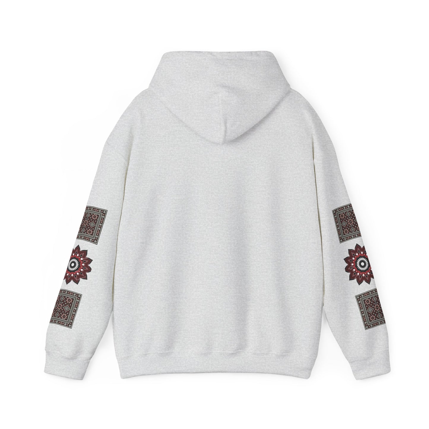 Arabic Calligraphy Panel Hoodie | Geometric Floral Sleeve Pattern