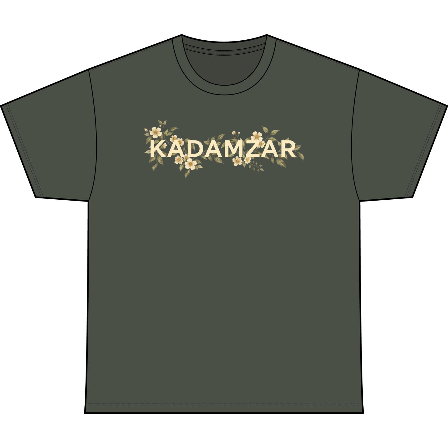 Gold Leaf Floral Vine T-Shirt | Botanical Center Chest Design