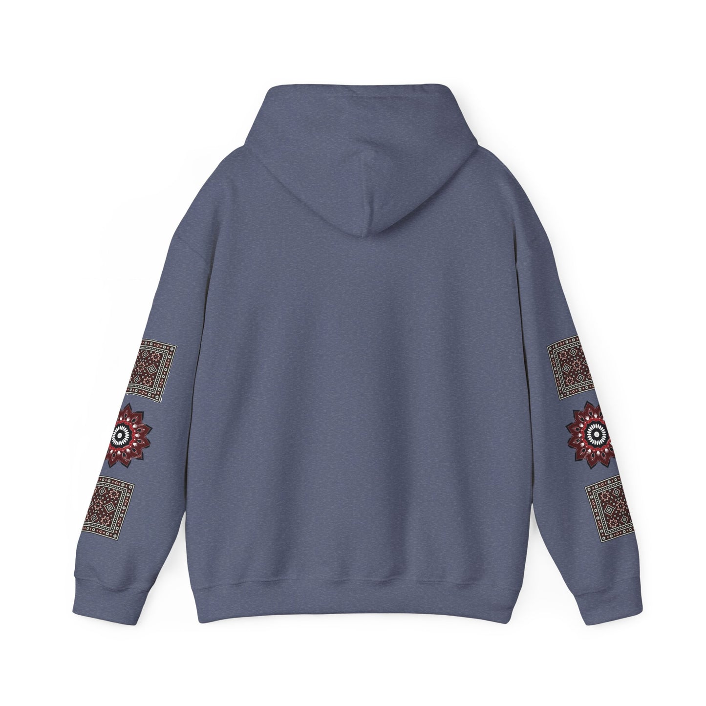 Arabic Calligraphy Panel Hoodie | Geometric Floral Sleeve Pattern
