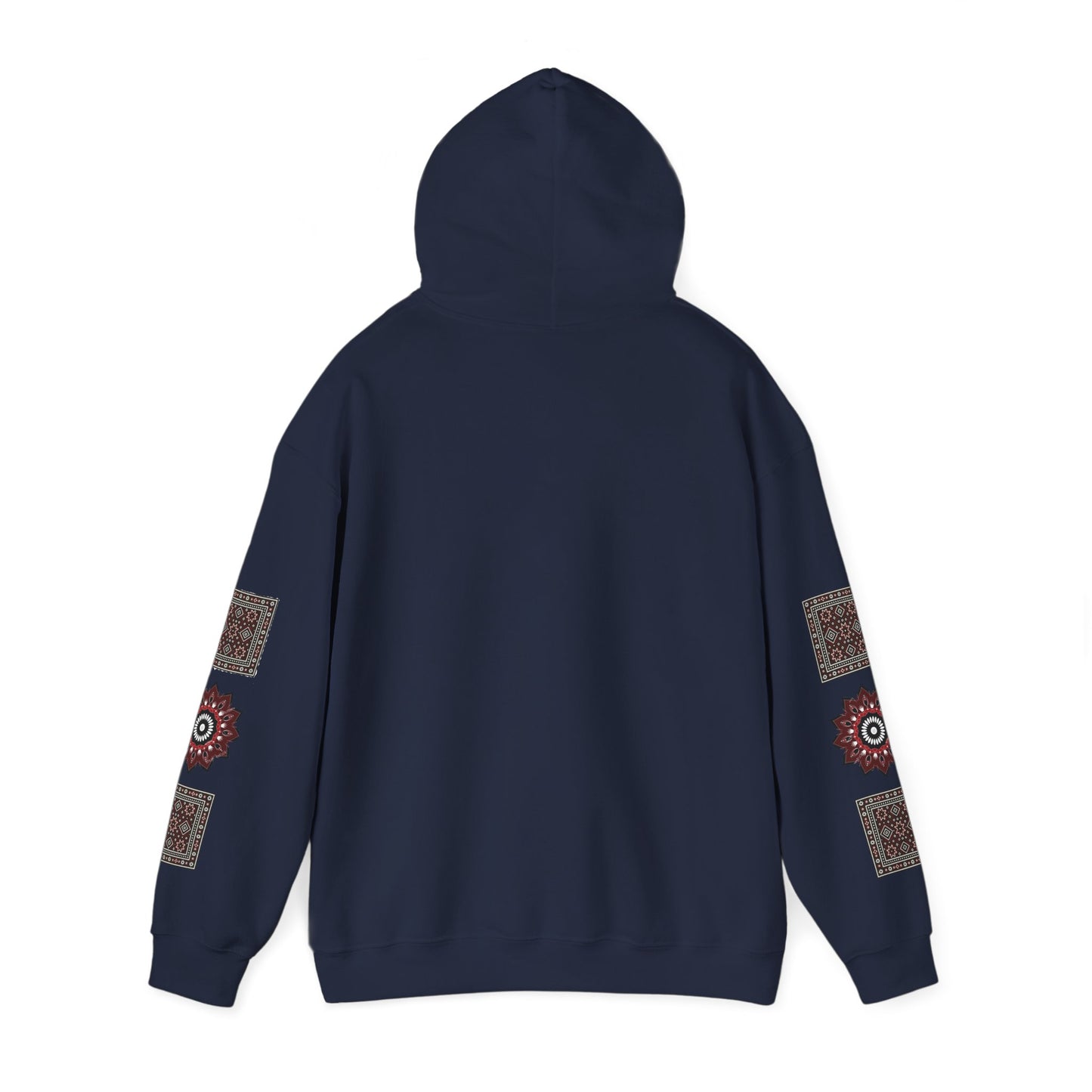 Arabic Calligraphy Panel Hoodie | Geometric Floral Sleeve Pattern