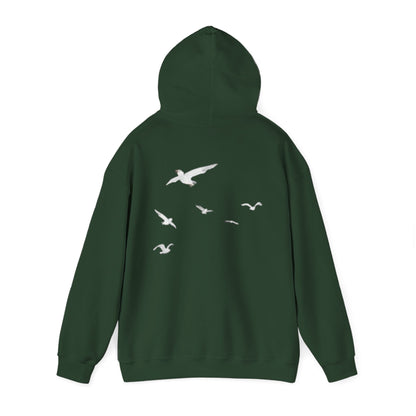 Daisy Script Arabic Phrase Hoodie | Seagulls Back Print Hoodie