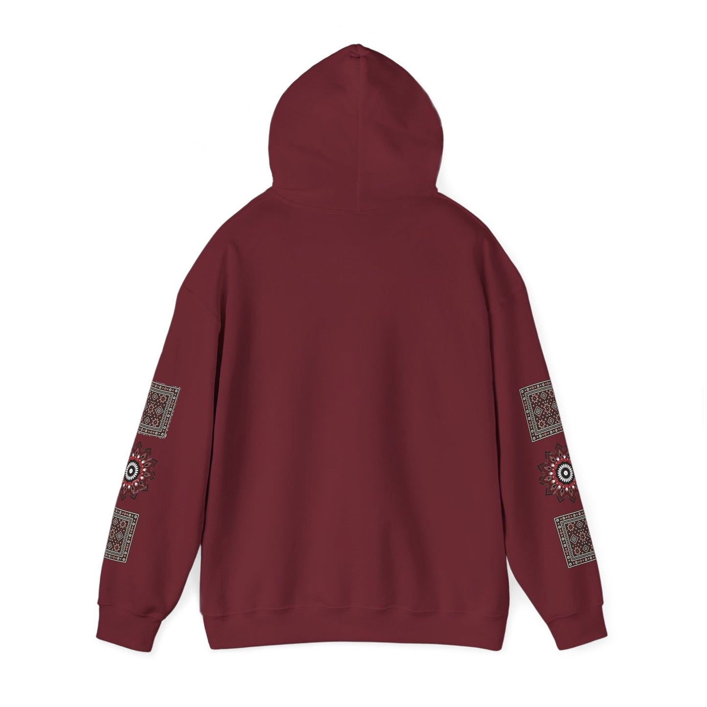 Arabic Calligraphy Panel Hoodie | Geometric Floral Sleeve Pattern