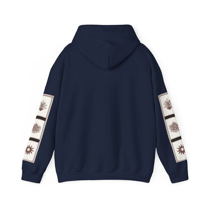 قدم_نیاز Arabic Calligraphy Hoodie | Floral Sleeve Pattern