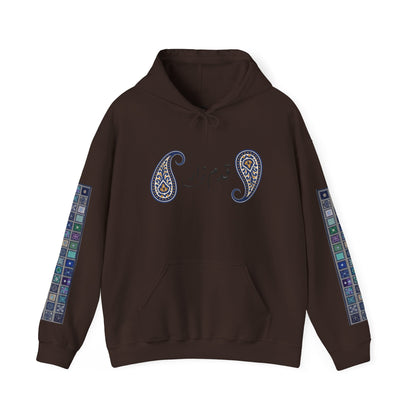 Persian Paisley Calligraphy Hoodie | Paisley Sleeve Graphic Hoodie