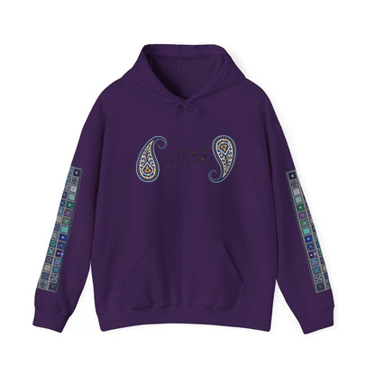 Persian Paisley Calligraphy Hoodie | Paisley Sleeve Graphic Hoodie