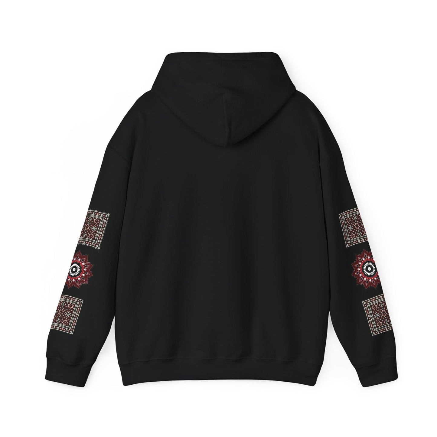 Arabic Calligraphy Panel Hoodie | Geometric Floral Sleeve Pattern