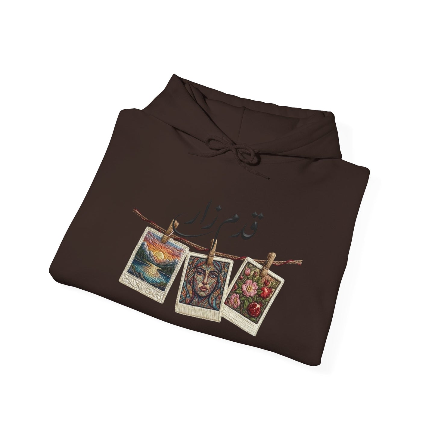 Vintage Polaroids Artwork Hoodie | Photo Collage, Arabic Script