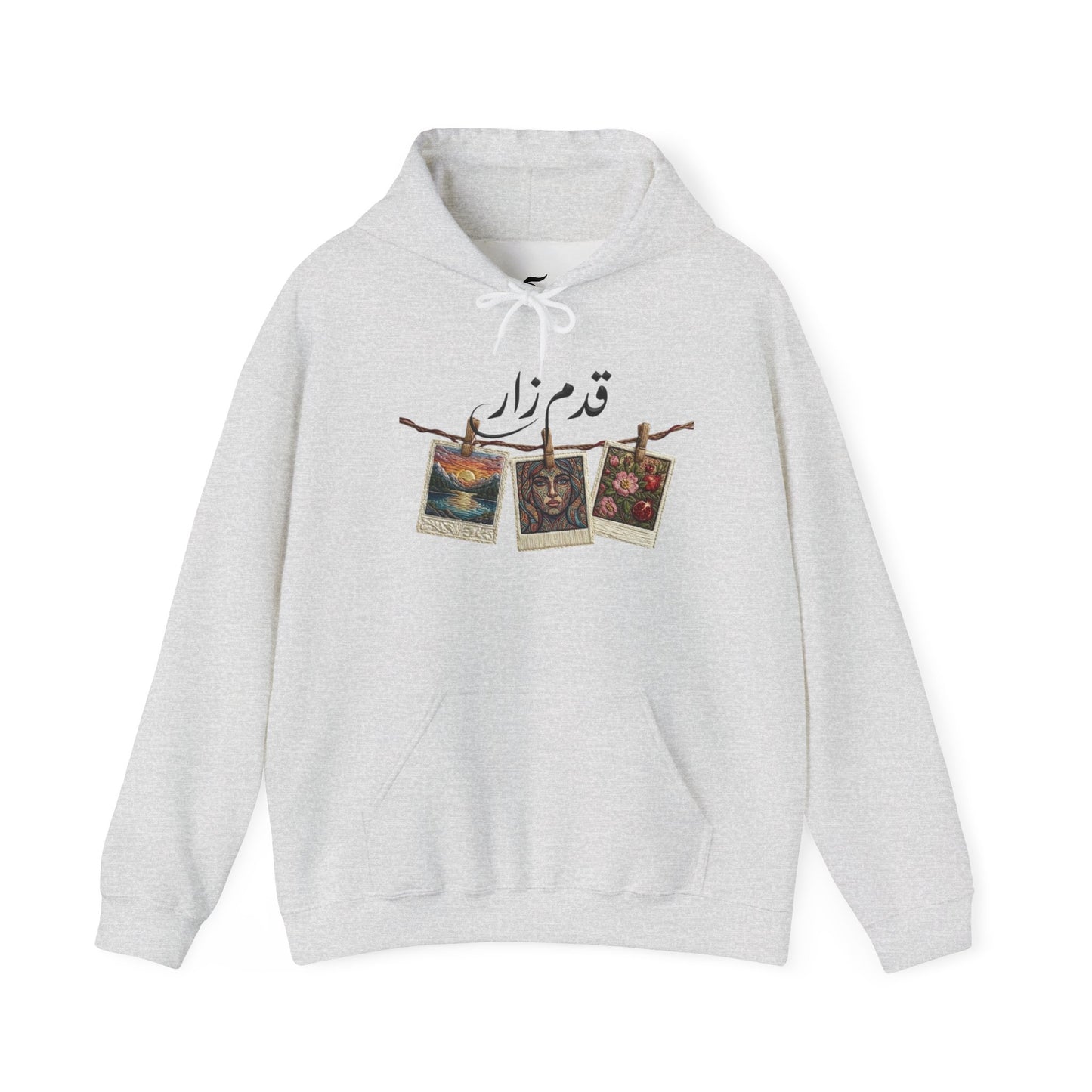 Vintage Polaroids Artwork Hoodie | Photo Collage, Arabic Script