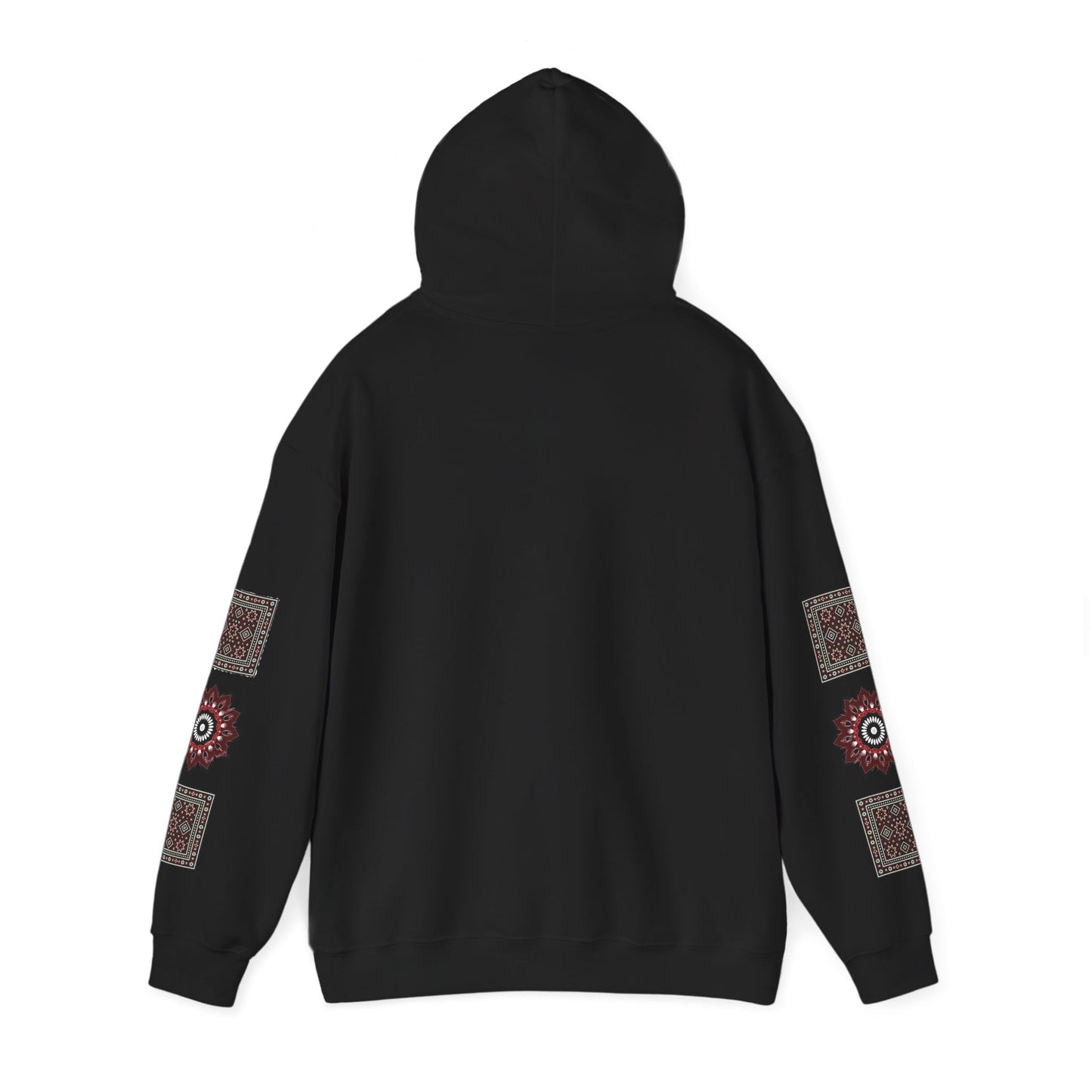 Arabic Calligraphy Panel Hoodie | Geometric Floral Sleeve Pattern