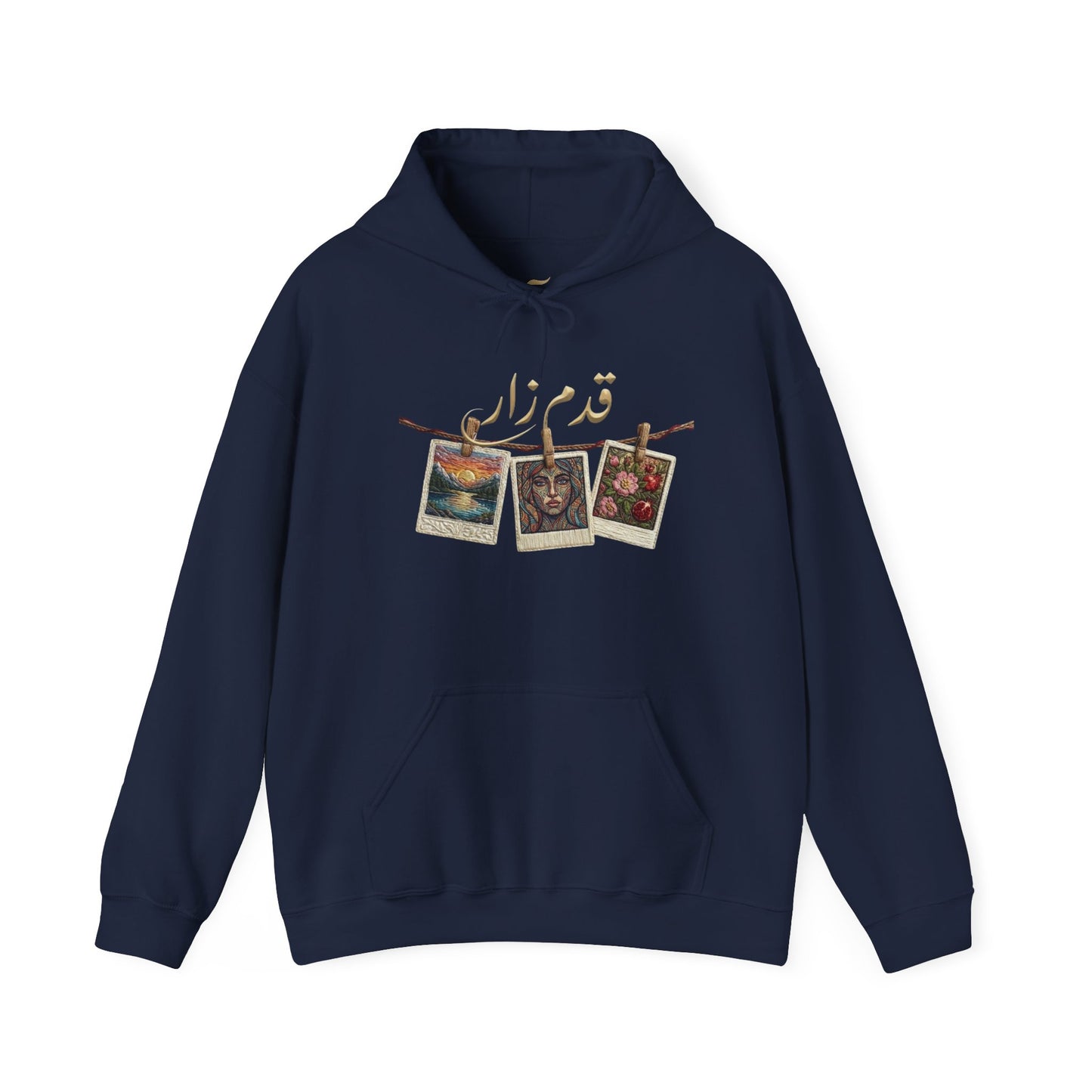 Vintage Polaroids Artwork Hoodie | Photo Collage, Arabic Script