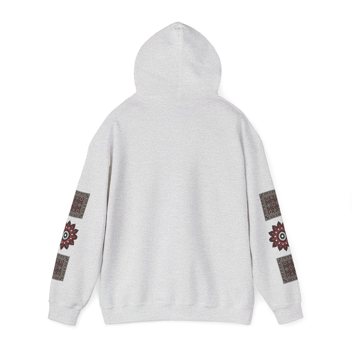Arabic Calligraphy Panel Hoodie | Geometric Floral Sleeve Pattern