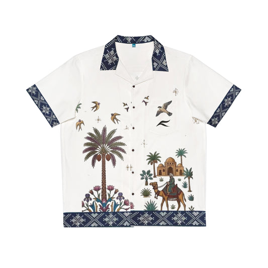 Desert Oasis Palace Hawaiian Shirt | Palm Trees, Camels, Birds